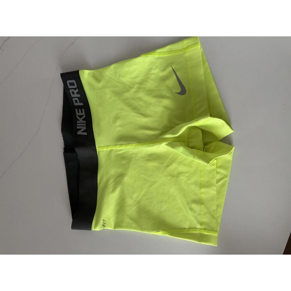 Nike Pro Neon Yellow Compression Shorts - Size Small
